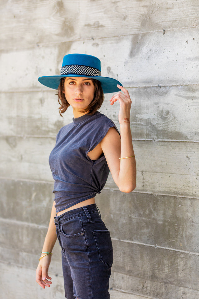 Sombrero español de fieltro de alpaca — denim