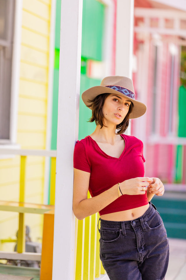 Fedora de fieltro de alpaca — beige