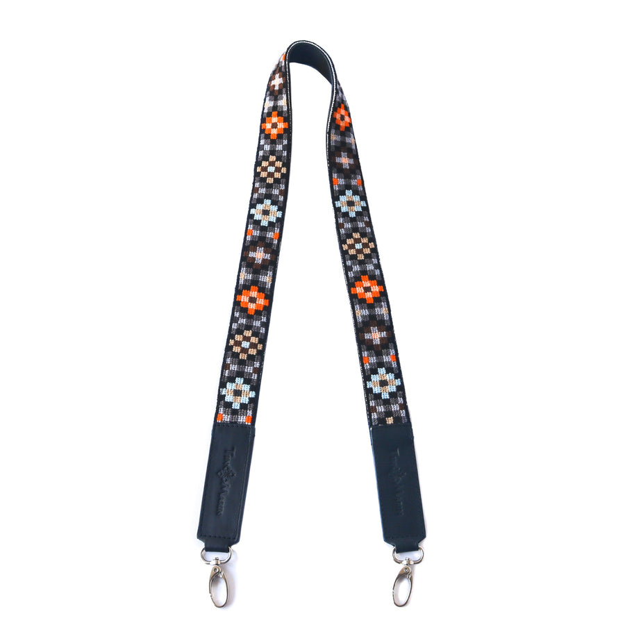 Mai Woven Bag Strap — Brown & Orange