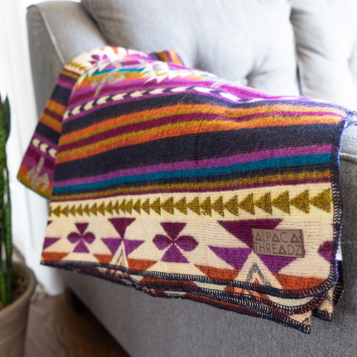 Manta andina de mezcla de alpaca — Amatista