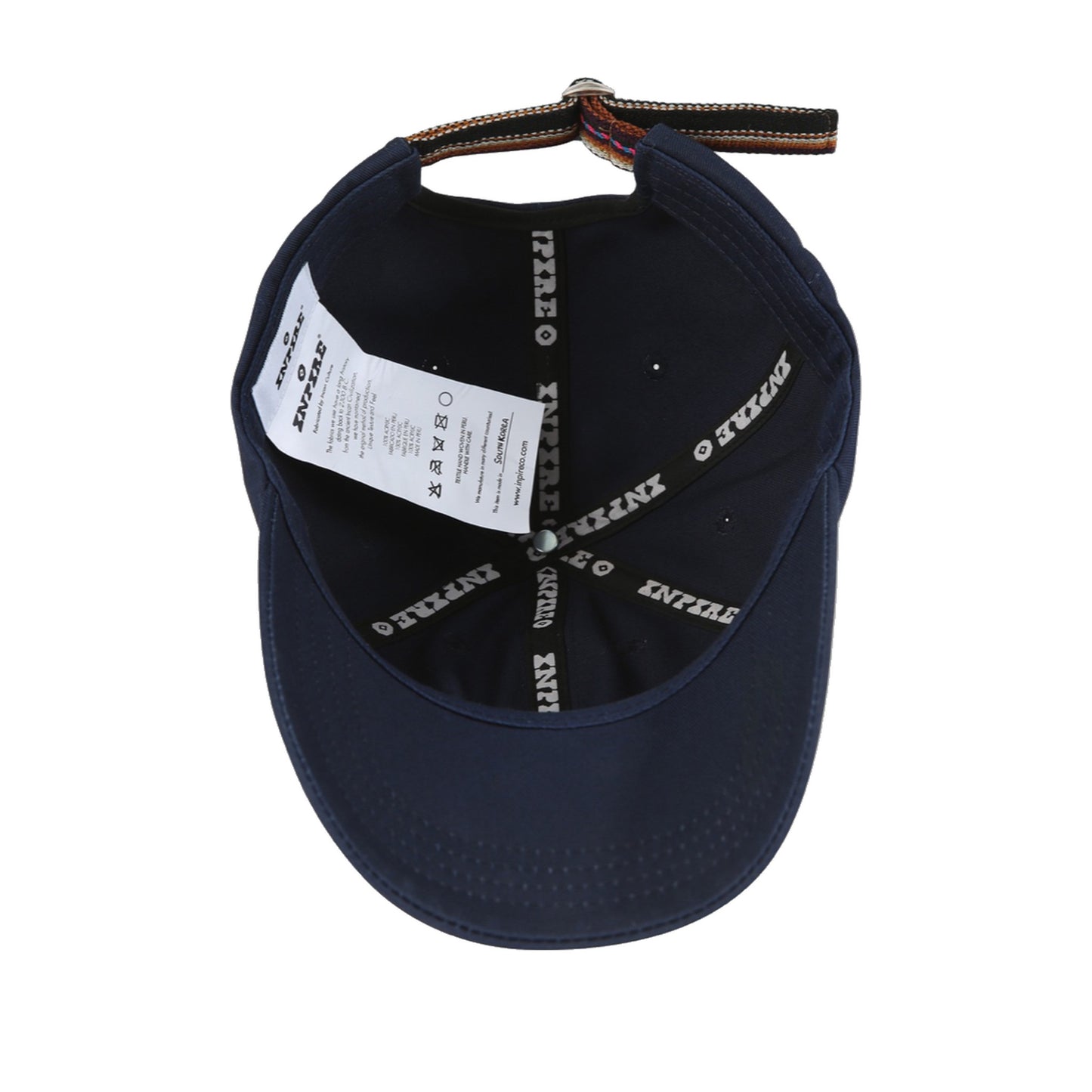 Cajamarca navy ball cap — inside view