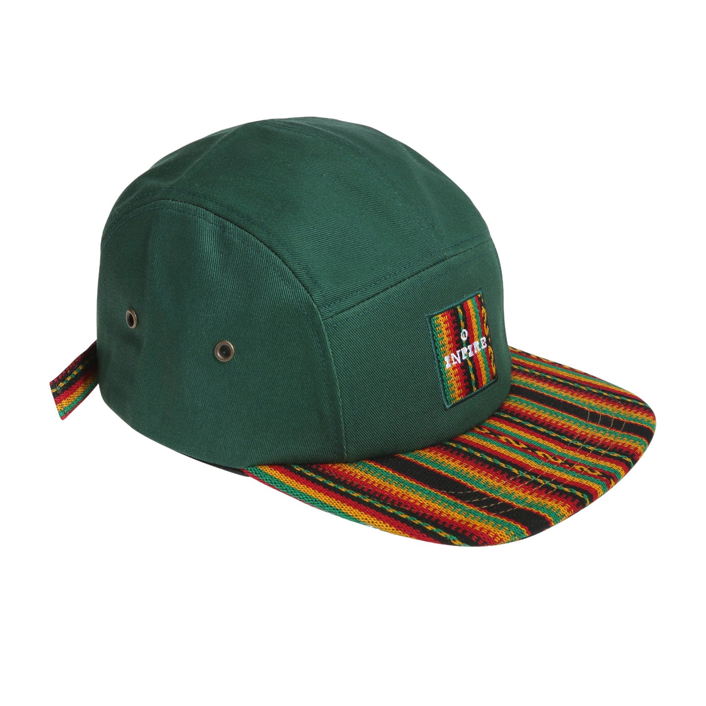 Iquitos green camp cap — three-quarter view
